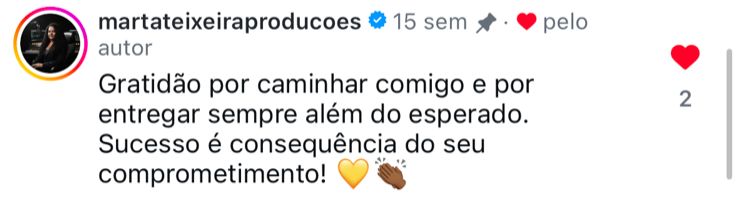 Depoimento de @martateixeiraproducoes sobre o trabalho da Francine Marketing & Mídia